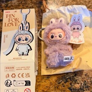 Labubu Pin for Love  Keychain letter M